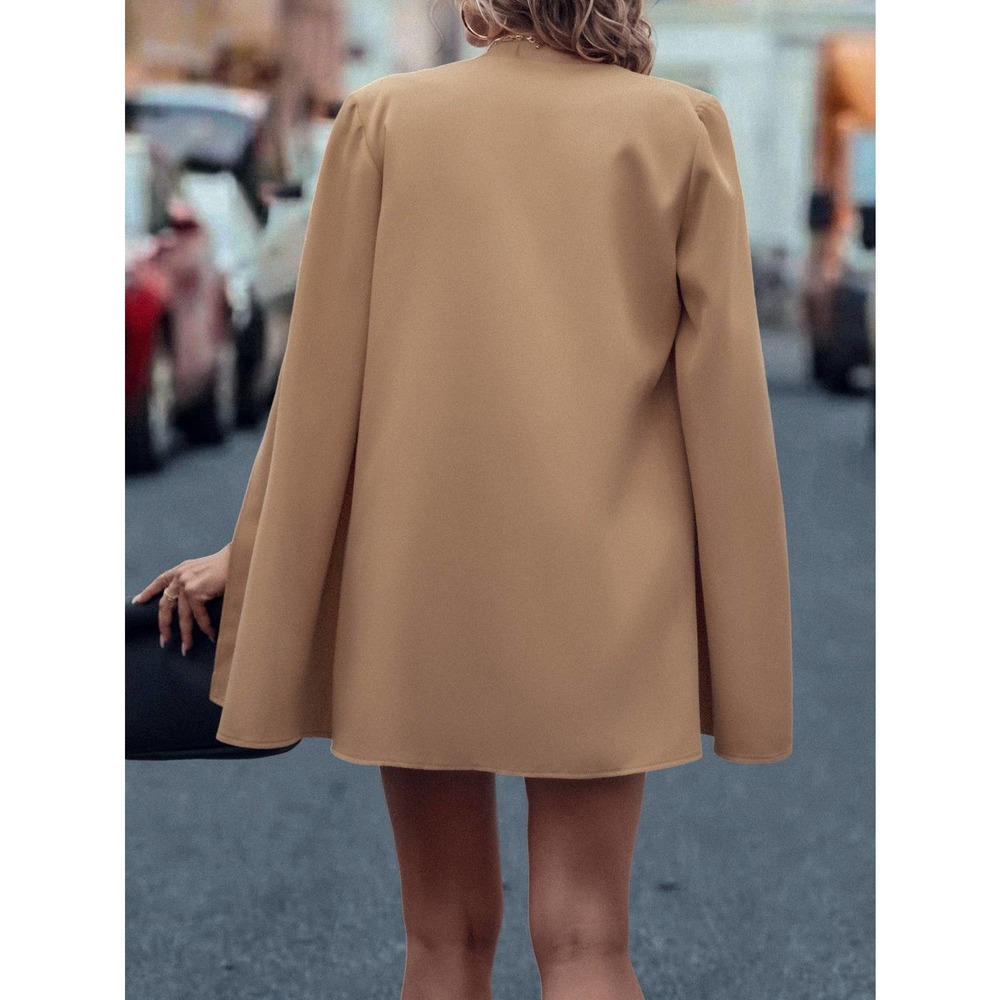 🌟 Open Front Cape Blazer jacket tan camel - Picture 2 of 8